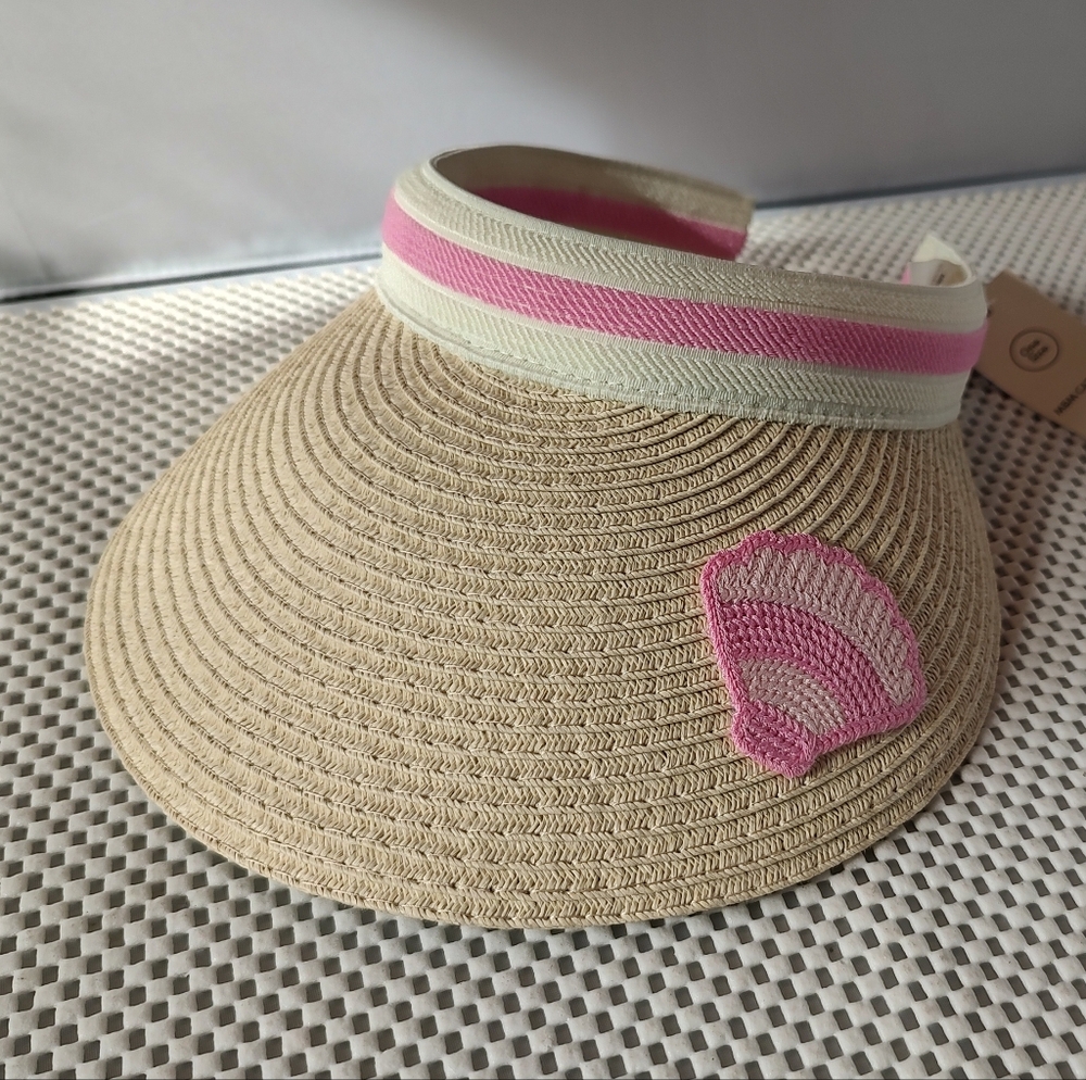 No Boundaries Straw Visor, Women's, Pink Shell NWT Summer One Size Fits Most